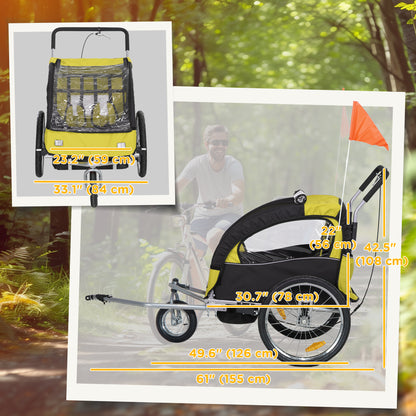2-in-1 Kids Bike Trailer Foldable with Stroller