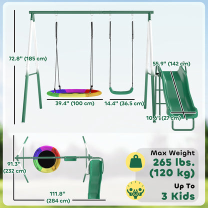 Outdoor Metal Kids Swing Set