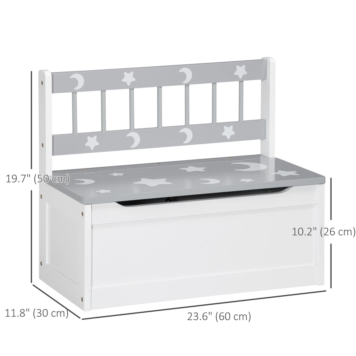 Kids toy box storage chest with backrest