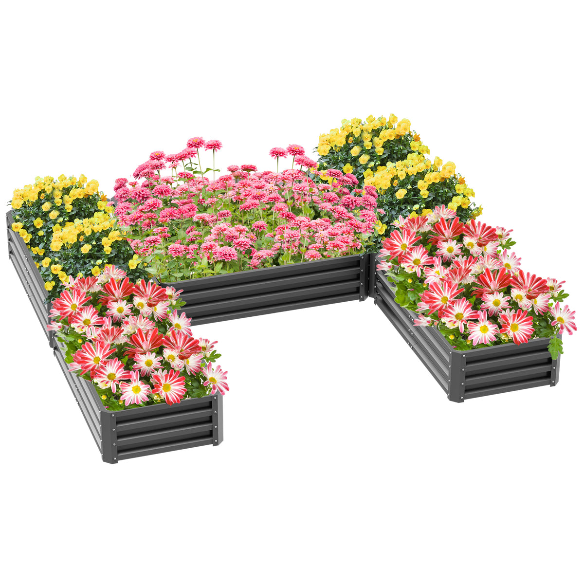 Raised Steel Garden Beds Set of 5 Large Planters