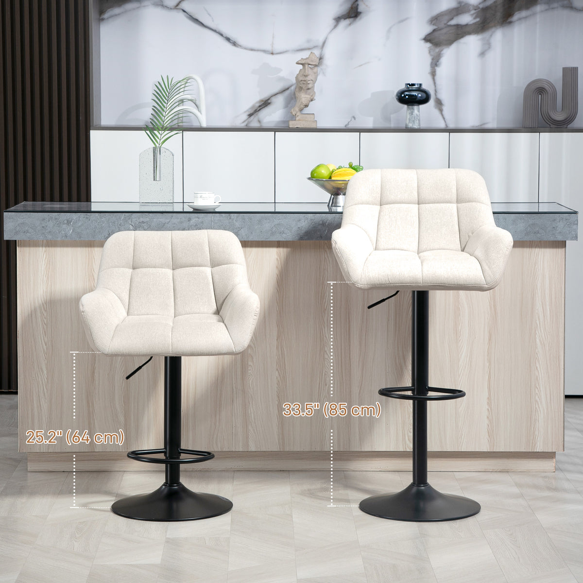 Swivel Bar Stools Adjustable with Armrests and Footrest
