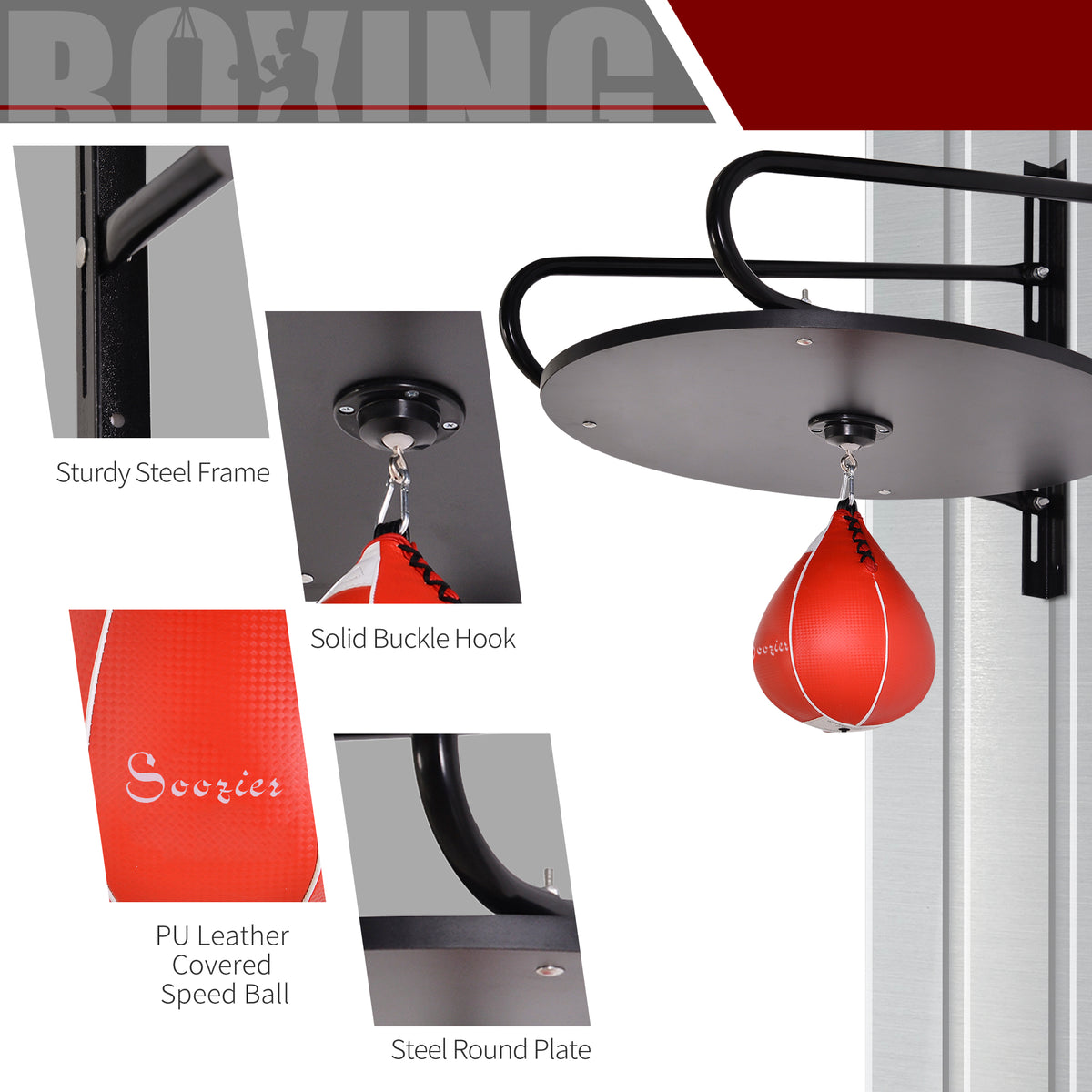 Wall-mounted speed bag boxing platform adjustable height