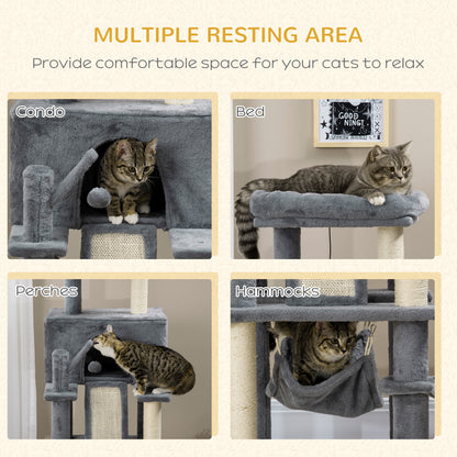 Multi-level cat tree with sisal scratching posts