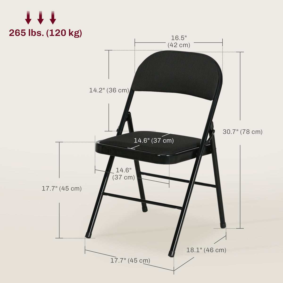 Padded Faux Linen Foldable Chairs — Set of 4