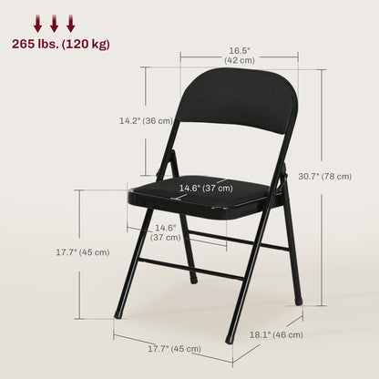 Padded Faux Linen Foldable Chairs — Set of 4