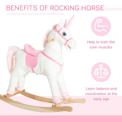 Caballo mecedor de peluche con forma de unicornio