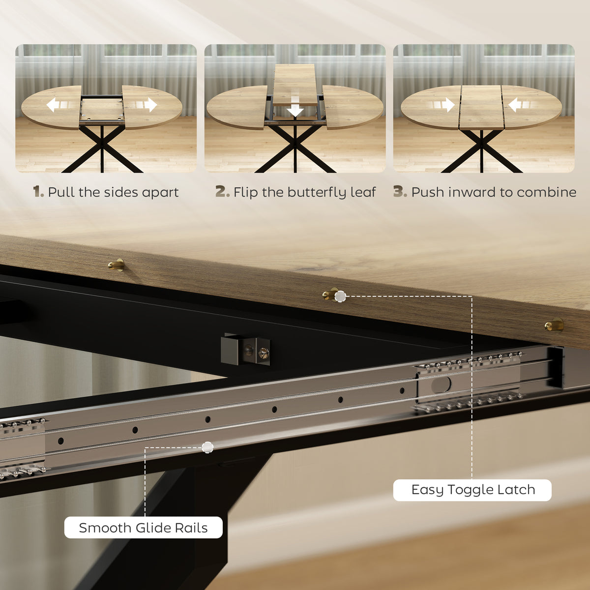Industrial extendable dining table