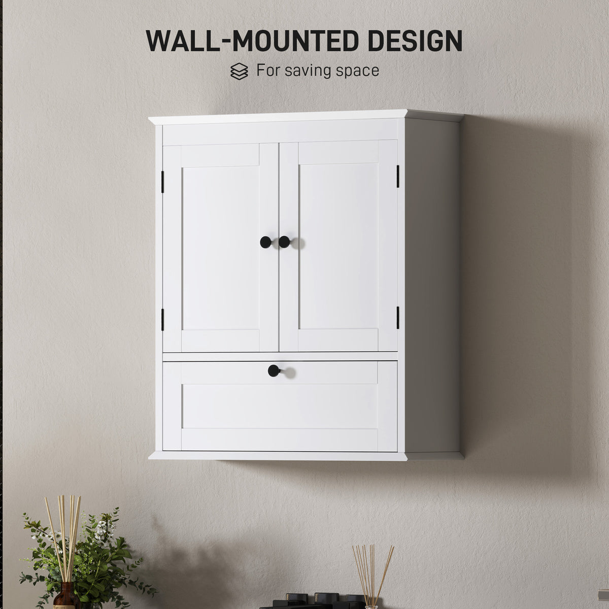 Armario de pared para baño con estante ajustable