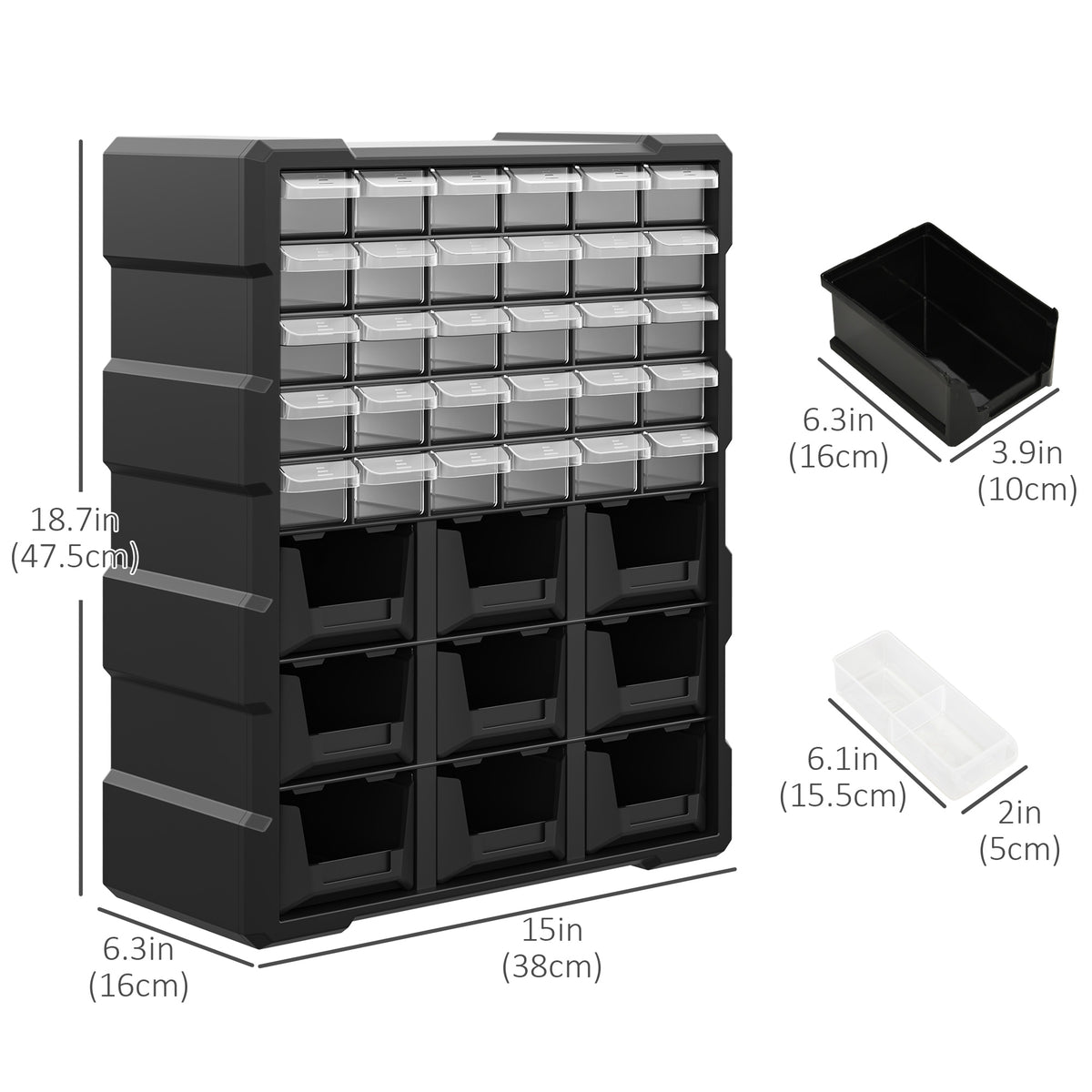 39-Drawer Parts Organizer Cabinet Wall Mount