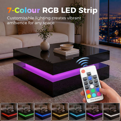 2-Tier LED Coffee Table High Gloss