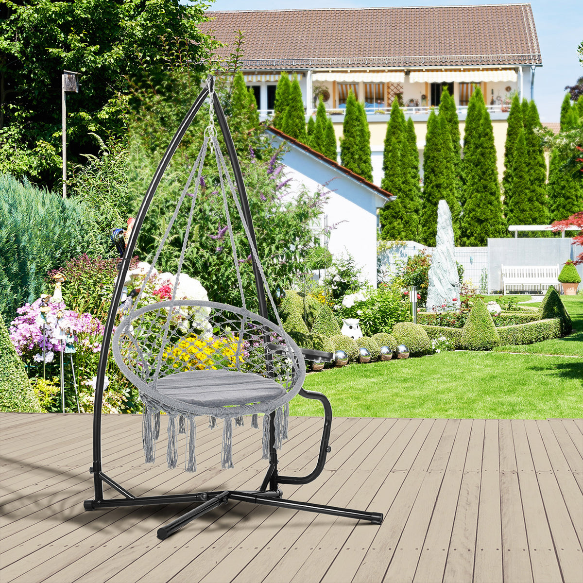 Metal C-Stand for Hanging Hammock Chair with Tray