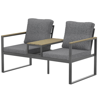 Banco de jardín con mesa integrada 136 cm