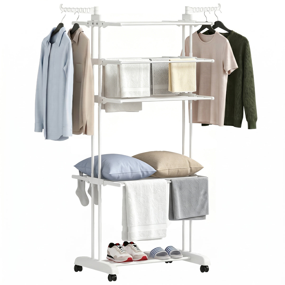 Tendedero plegable de 5 niveles con ruedas