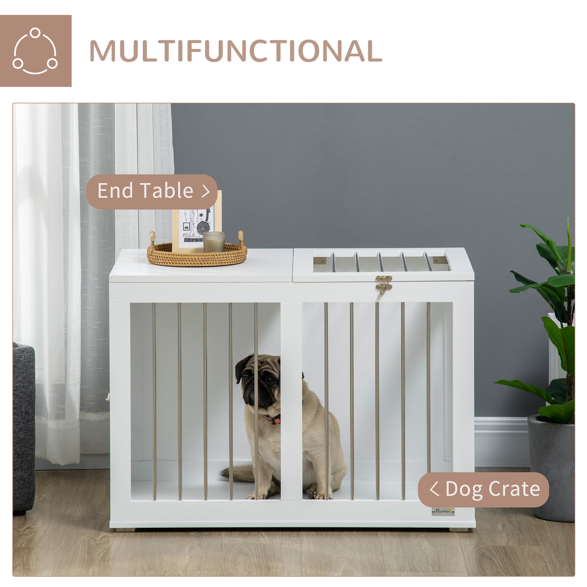Dog crate furniture medium size double door 31.5 inch