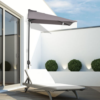 8 ft Half-Round Balcony Patio Umbrella with Crank