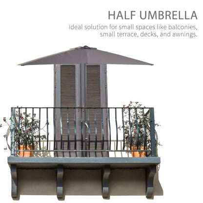 8 ft Half-Round Balcony Patio Umbrella with Crank