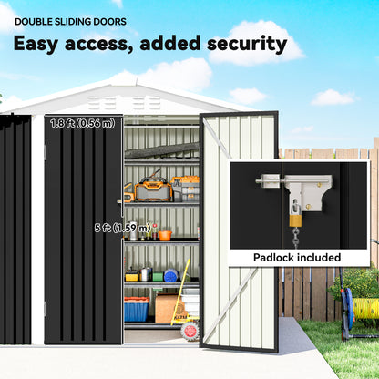 Metal Garden Shed 6.5' x 4' Dual Lockable Doors