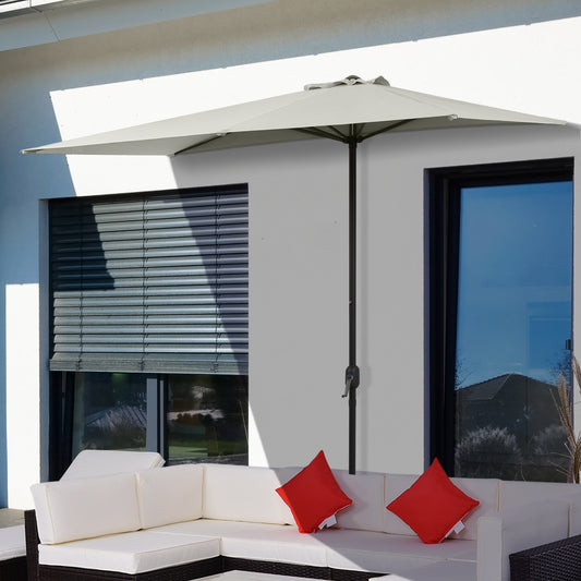 8 ft Half-Round Balcony Patio Umbrella with Crank