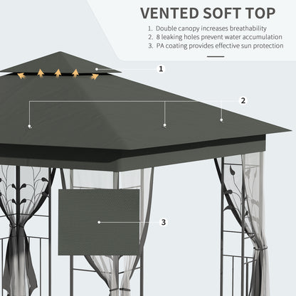 Steel Patio Gazebo Double-Tier Canopy 10x10 ft