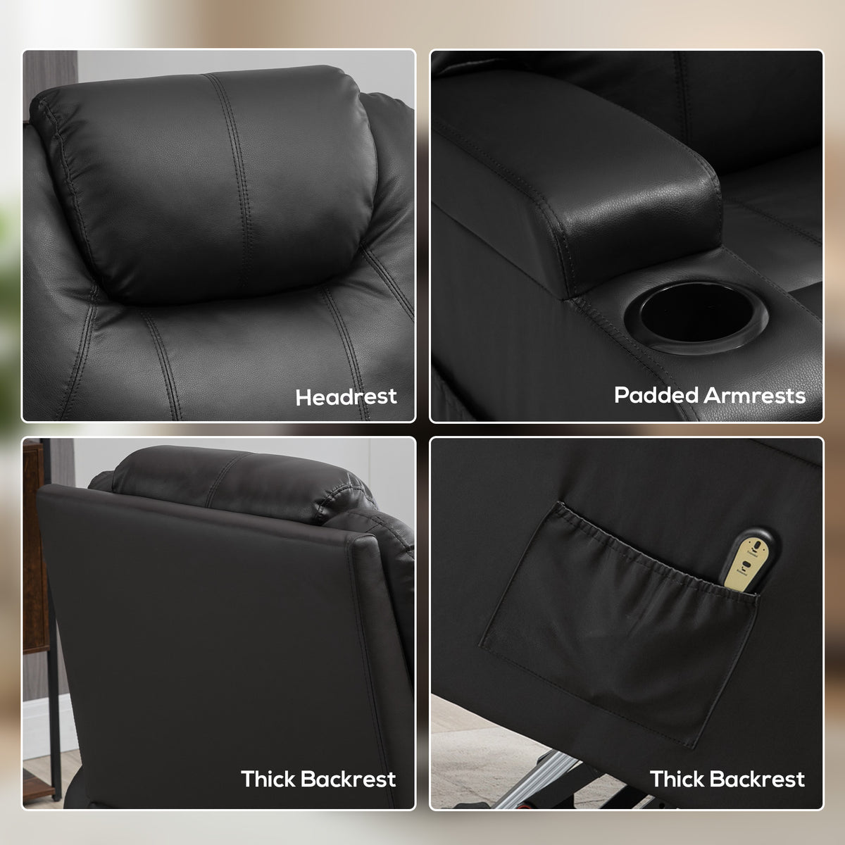 Power Lift Recliner Chair with High Back Faux Leather
