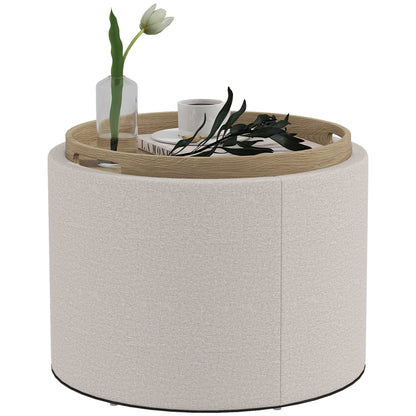Round Coffee Table with Hidden Storage and Tray Top