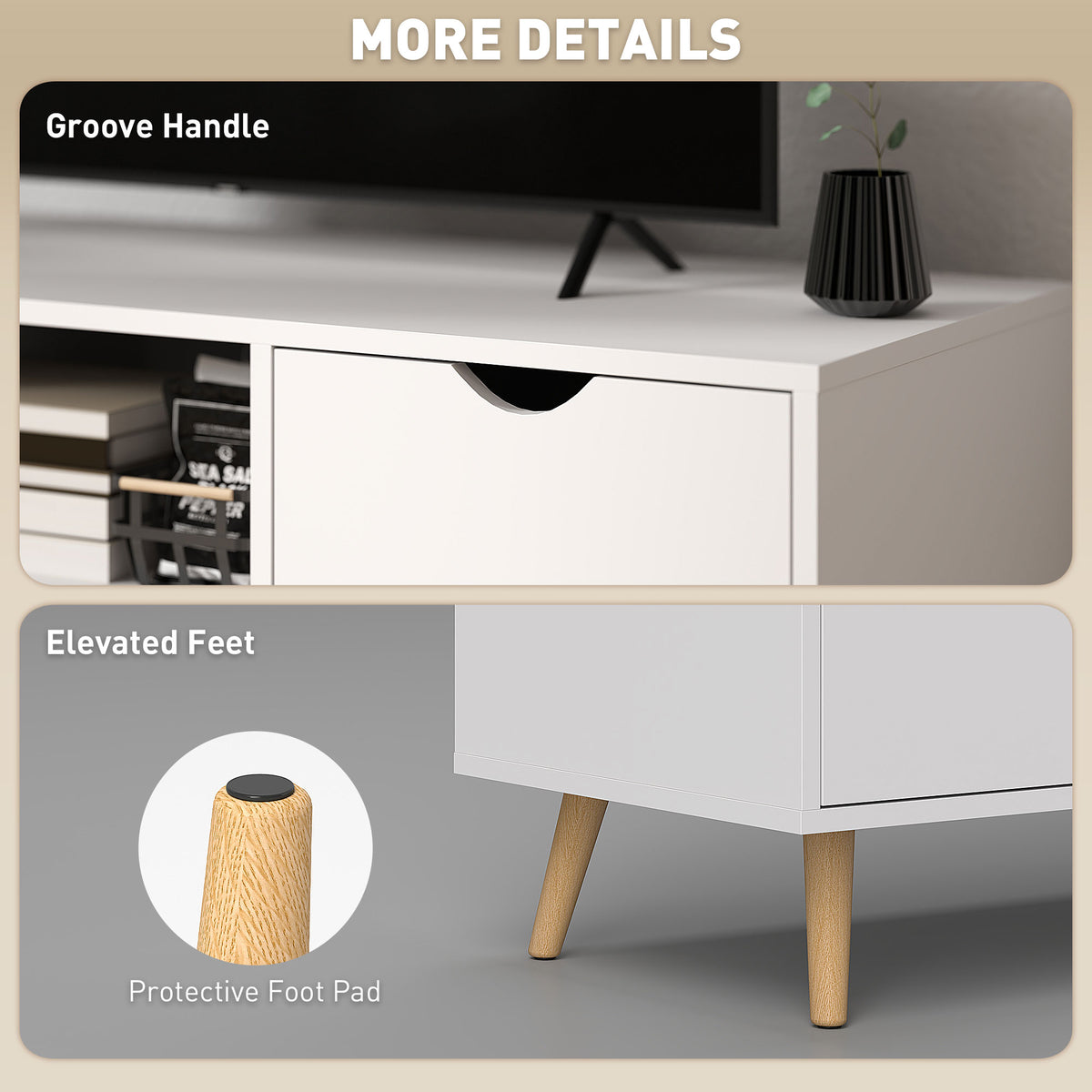 Modern TV stand with storage for 127 cm TV
