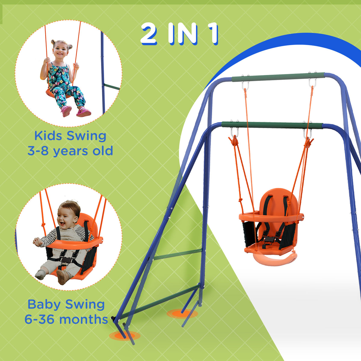 Kids outdoor swing set