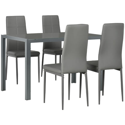 5-Piece Dining Set Tempered Glass Top Metal Frame