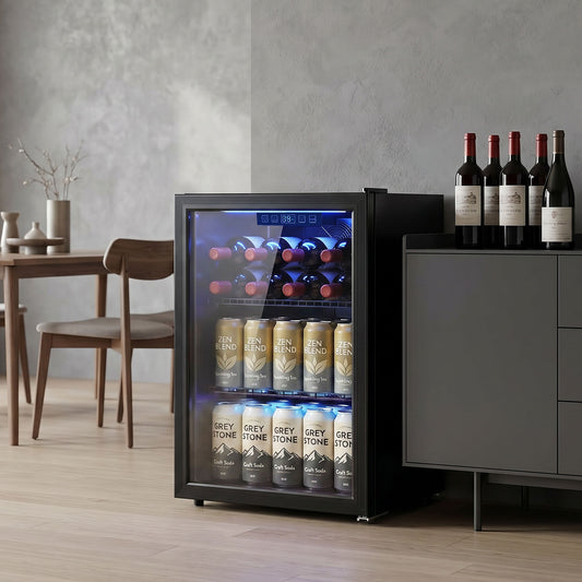 Beverage Refrigerator 2.4 Cu Ft Double-Layer Glass Door