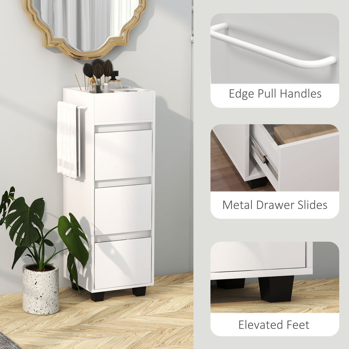 Slim bathroom storage cabinet