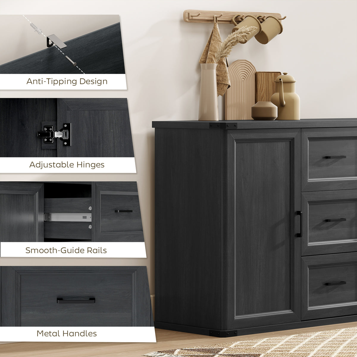 Sideboard buffet cabinet with drawers