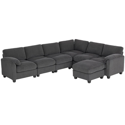 Modular U-Shaped Sectional Sofa in Corduroy