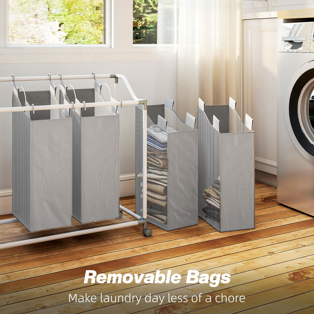 Rolling Laundry Hamper 160L