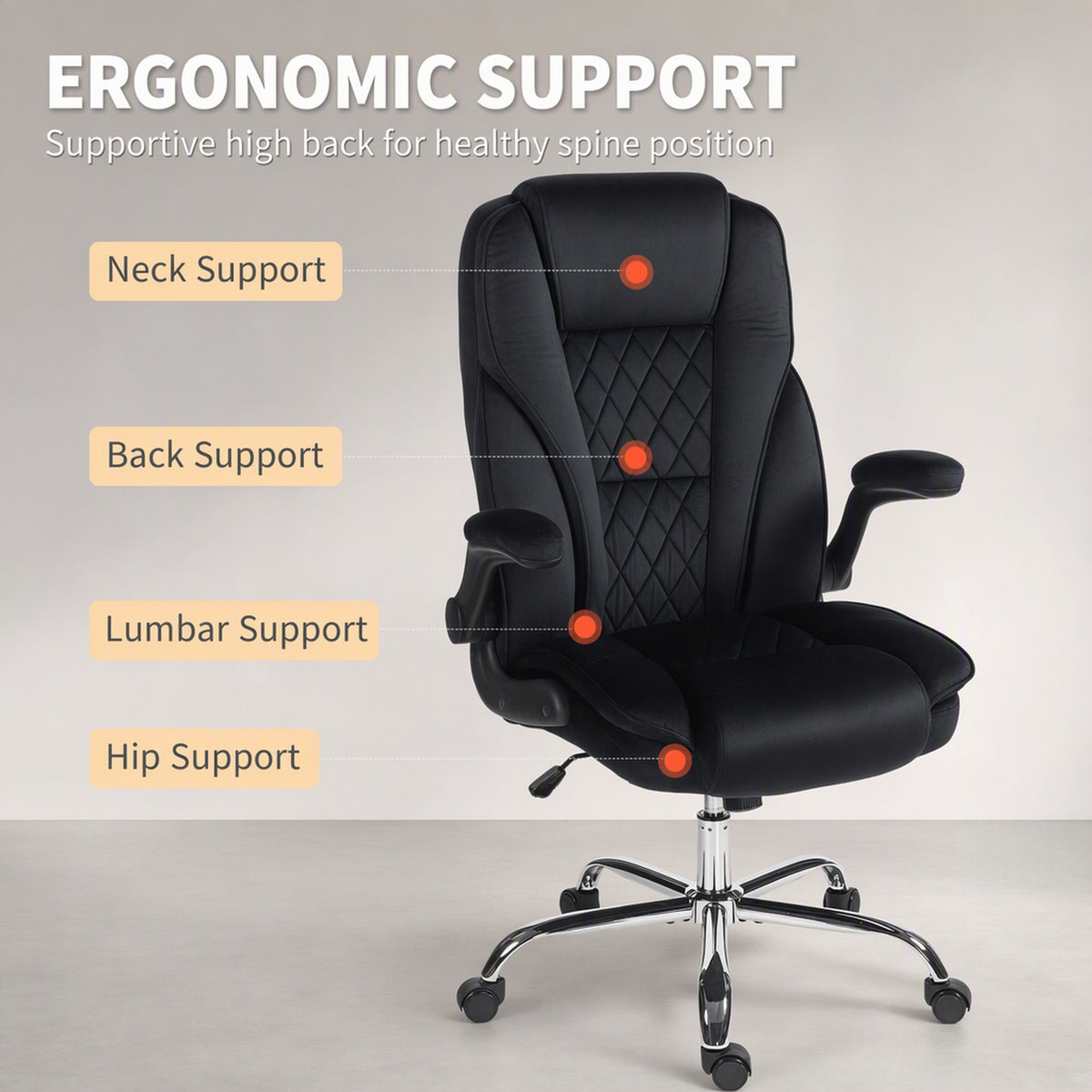Executive velvet ergonomic office chair
