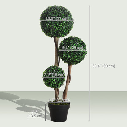 Artificial Triple Ball Topiary Tree in Pot