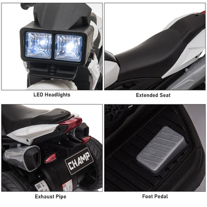 Electric Motorcycle Ride-On Toy 6V Pedal Powered Music Headlights