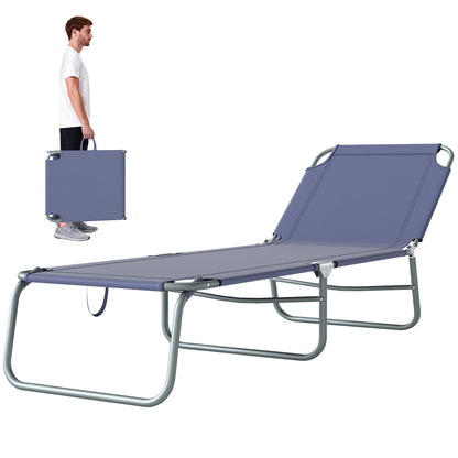 Folding Outdoor Lounge Chair with Adjustable Backrest