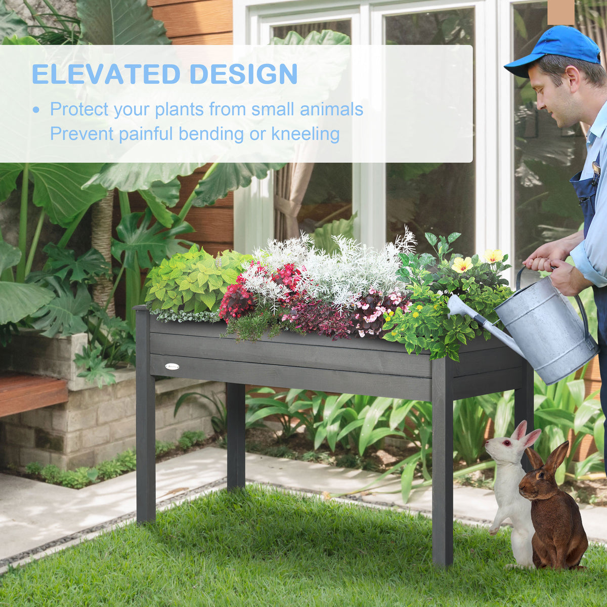 Jardinera elevada 122 x 56 x 76 cm — Madera