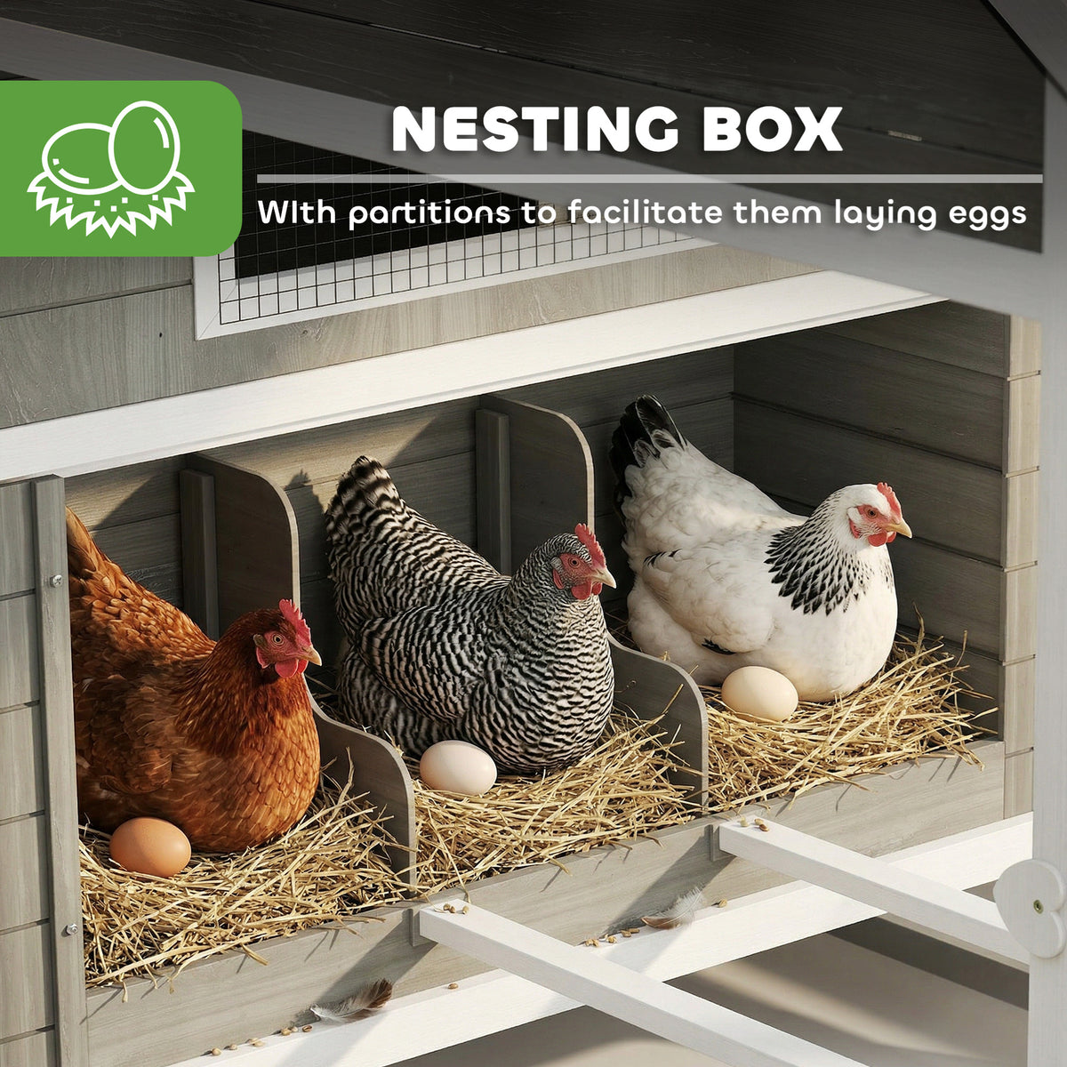 Wooden Chicken Coop with Run and Nesting Box