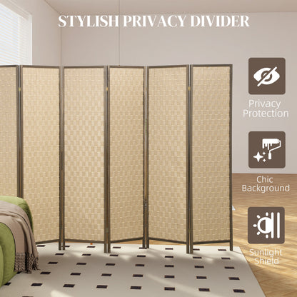 6-Panel Hand-Woven Room Divider Screen
