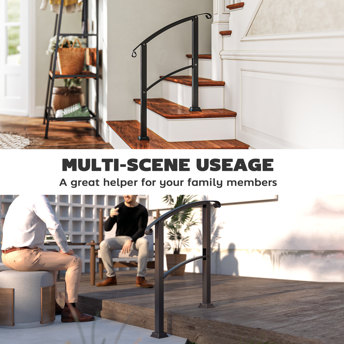 Rampa de escalera ajustable de 1 a 3 peldaños de acero