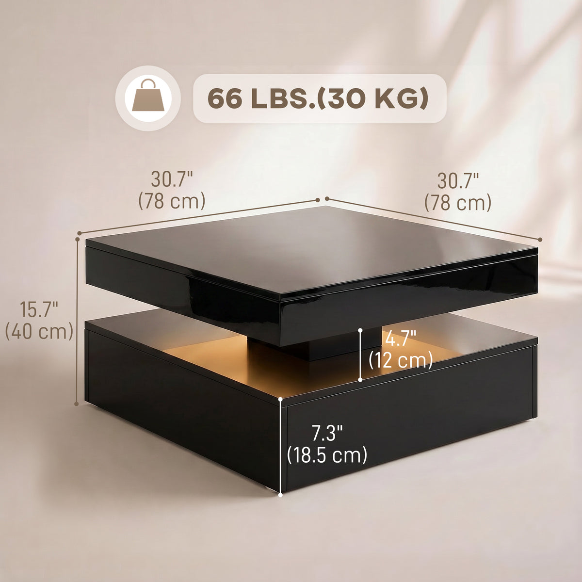 2-Tier LED Coffee Table High Gloss