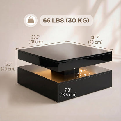 2-Tier LED Coffee Table High Gloss
