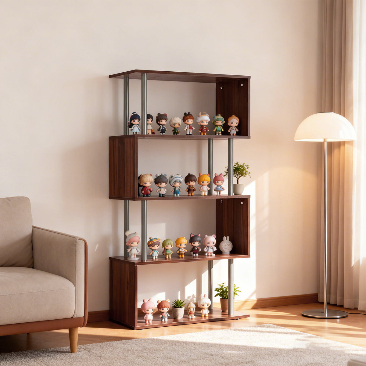 Modern 5-Tier Geometric Wooden Bookshelf
