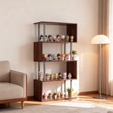 Modern 5-Tier Geometric Wooden Bookshelf
