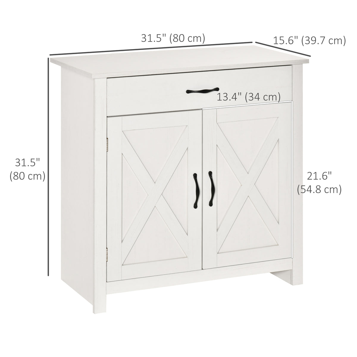 Farmhouse Sideboard with Barn Doors and Drawer