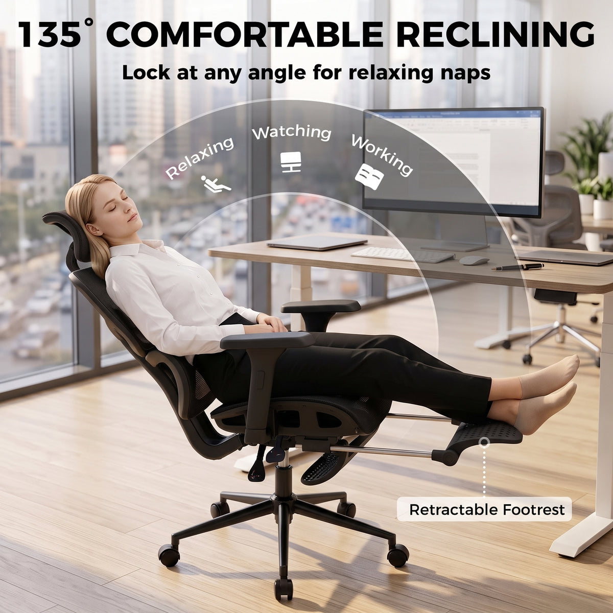 Ergonomic Mesh Office Chair with Footrest