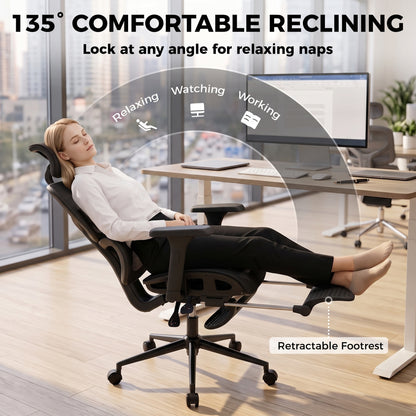 Ergonomic Mesh Office Chair with Footrest