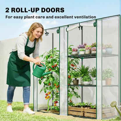 Mini invernadero portátil de 3 niveles con 2 puertas enrollables