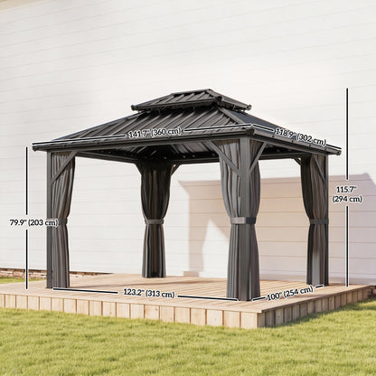 Cenador Hardtop 10' x 12' Techo de Acero Galvanizado Estructura de Aluminio